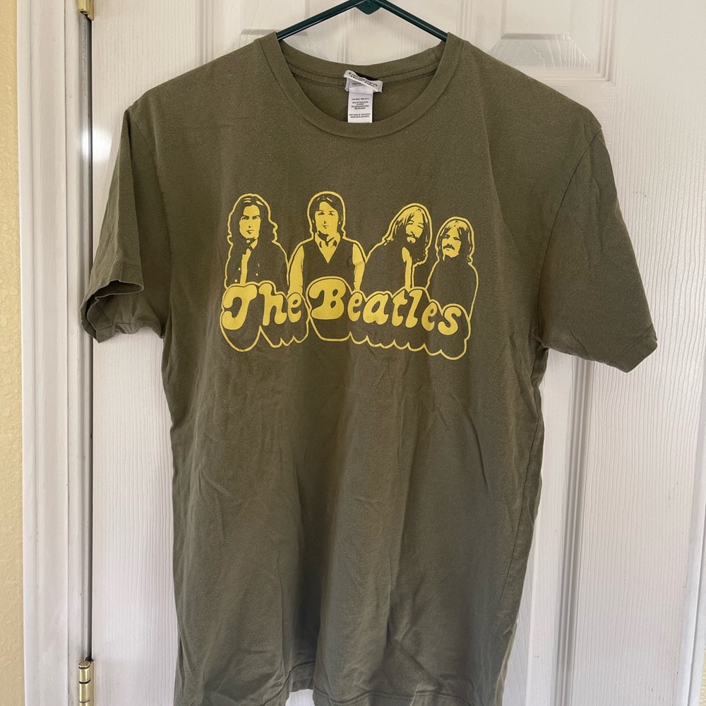 The Beatles Olive Shirt with Yellow Graphic